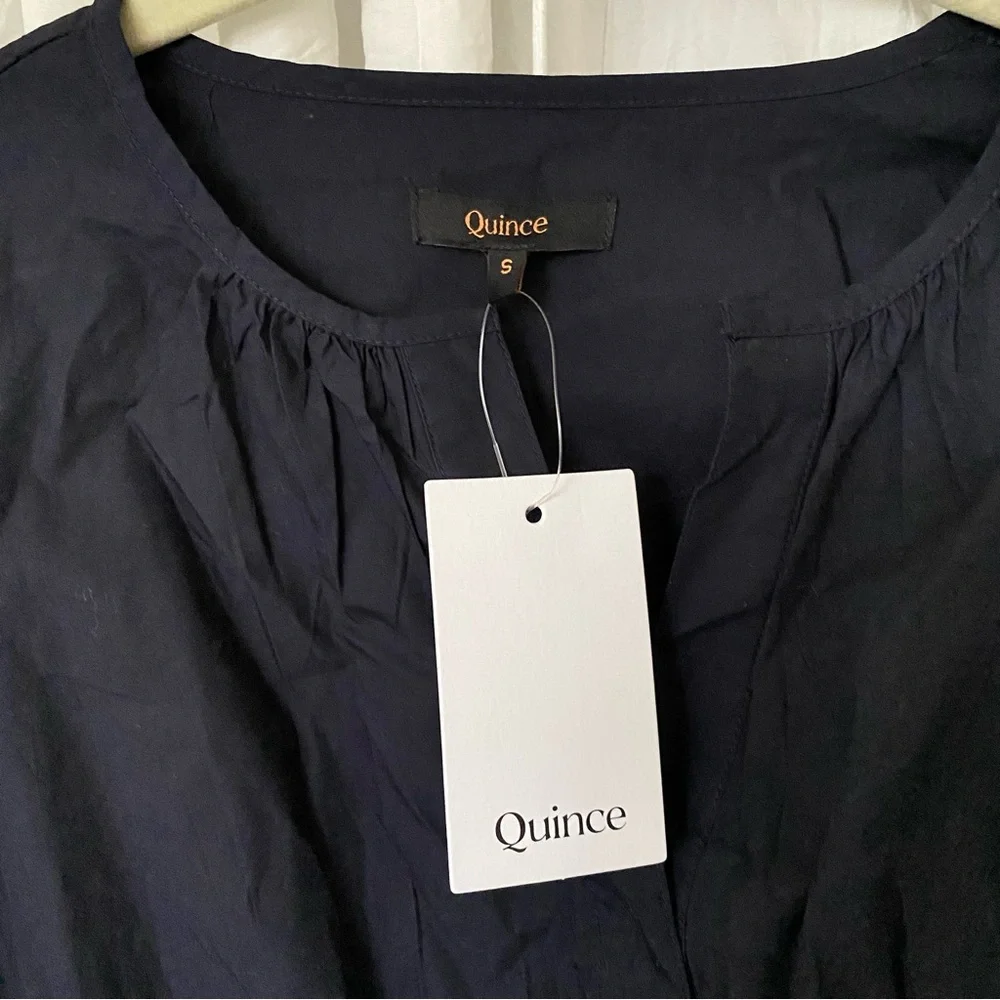 NEW Quince 100% Organic Cotton Poplin Tiered V-Neck Short Sleeve Maxi Dress sz S - Picture 10 of 13